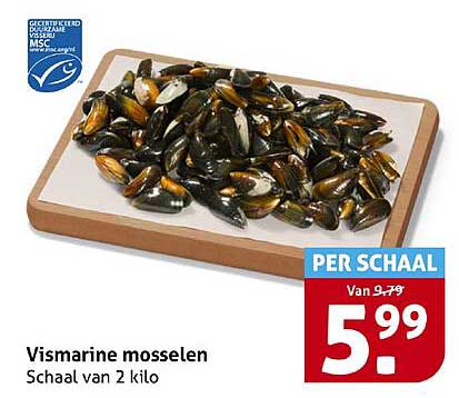 Vismarine mosselen Schaal van 2 kilo