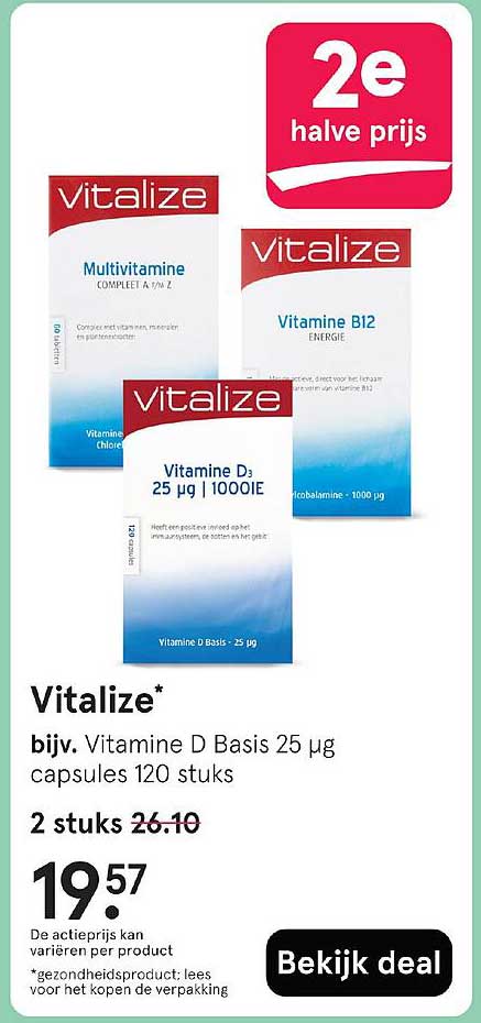 Vitalize bijv. Vitamine D Basis 25 µg capsules 120 stuks