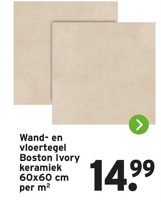 Wand- en vloertegel Boston Ivory keramiek 60x60 cm per m²