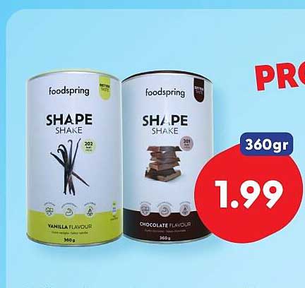 foodspring Shape Shake vanille en chocolade 360gr