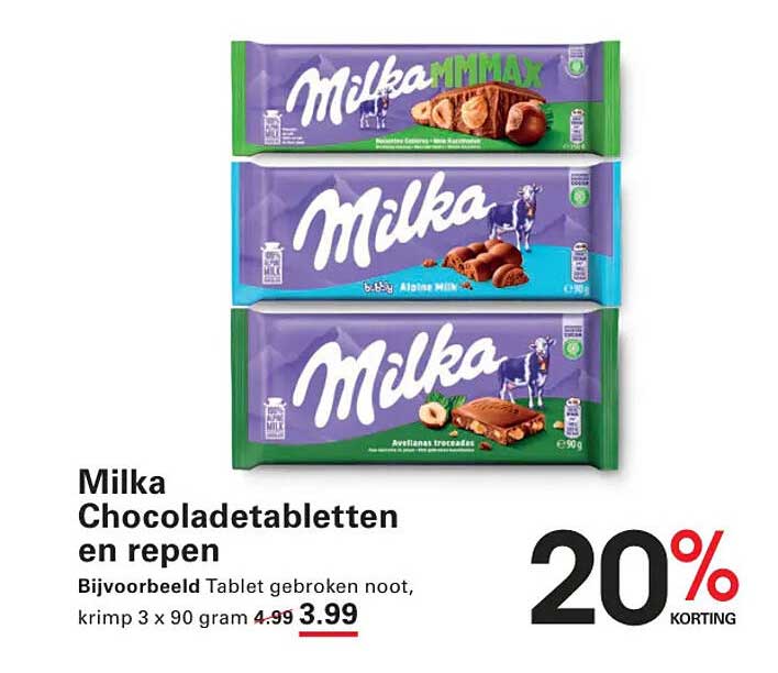 Milka Chocoladetabletten en repen