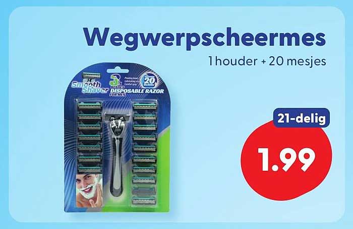 Wegwerp scheermes 1 houder + 20 mesjes