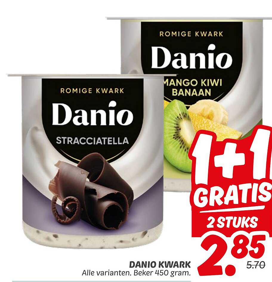 DANIO KWARK - 1+1 GRATIS 2 STUKS