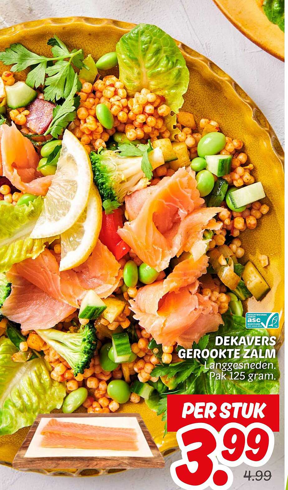 DEKAVERS GEROOKTE ZALM Langgesneden. Pak 125 gram.