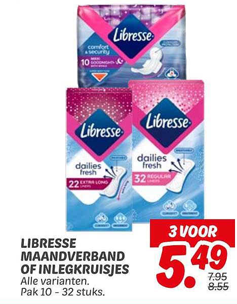 LIBRESSE MAANDVERBAND OF INLEGKRUISJES