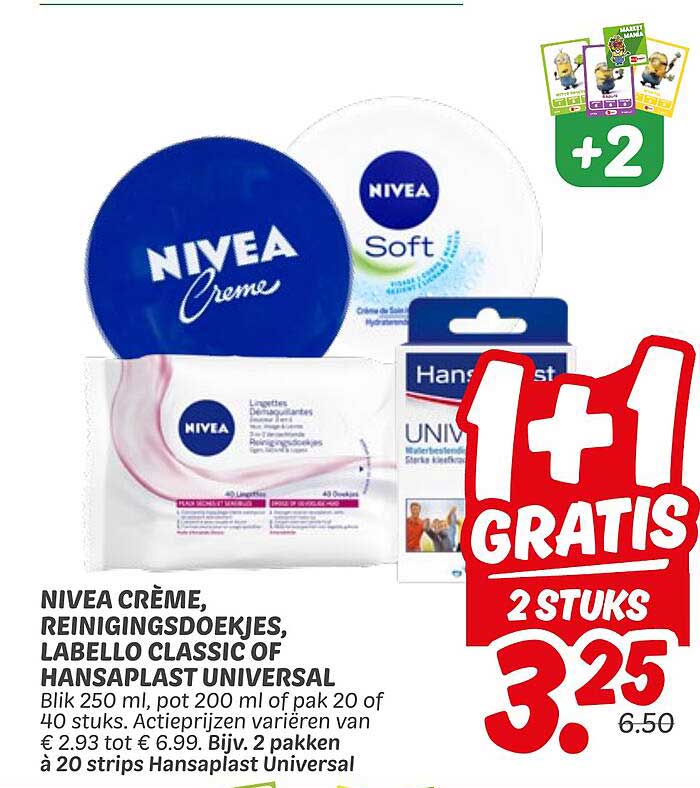 NIVEA CRÈME, REINIGINGSDOEKJES, LABELLO CLASSIC OF HANSAPLAST UNIVERSAL