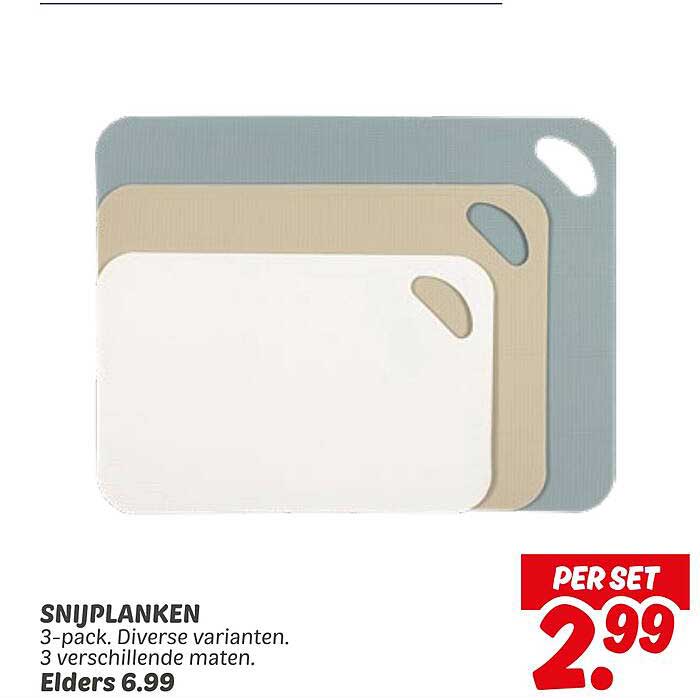 SNIJPLANKEN 3-pack. Diverse varianten. 3 verschillende maten.