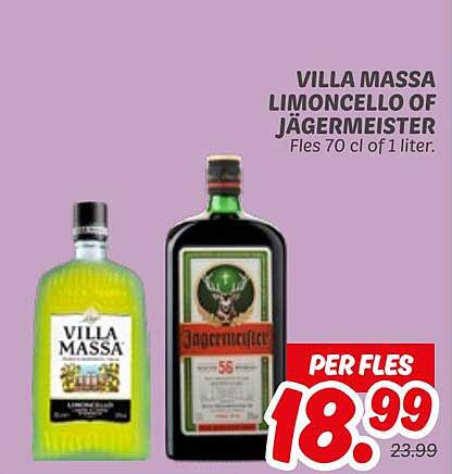VILLA MASSA LIMONCELLO OF JÄGERMEISTER Fles 70 cl of 1 liter.