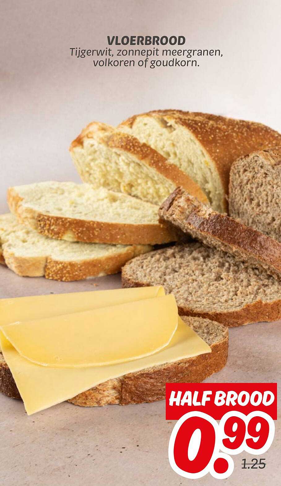 VLOERBROOD Tijgerwit, zonnebpit meergranen, volkoren of goudkorn.