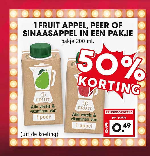 1 FRUIT APPEL, PEER OF SINAASAPPEL IN EEN PAKJE