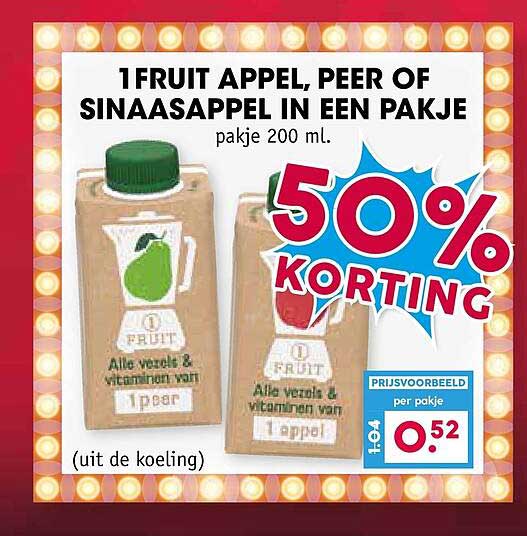 1 FRUIT APPEL, PEER OF SINAASAPPEL IN EEN PAKJE
