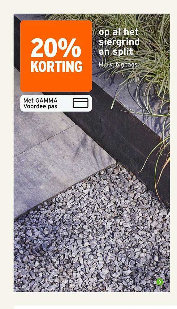 20% korting op al het siergrind en split