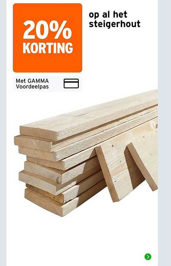 20% korting op al het steigerhout