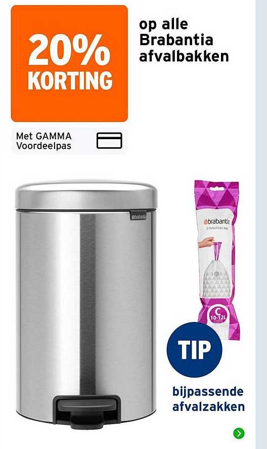 20% korting op alle Brabantia afvalbakken