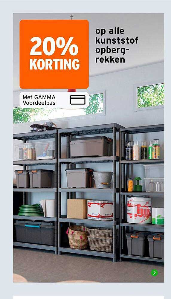 20% KORTING op alle kunststof opbergrekken