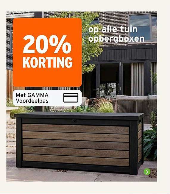20% korting op alle tuin opbergboxen met GAMMA Voordeelpas