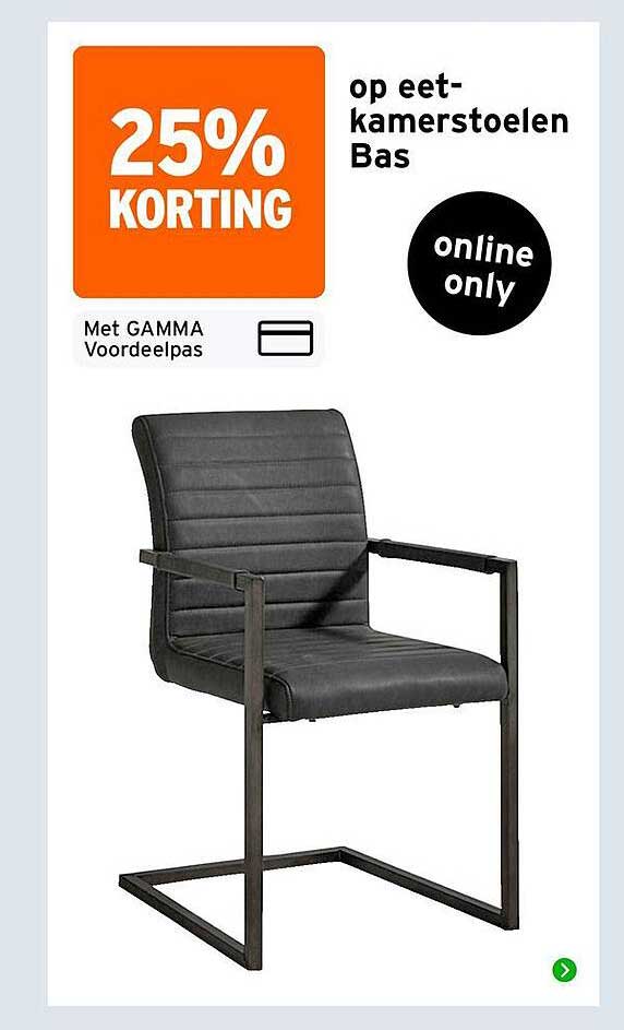 25% korting op eetkamerstoelen Bas online only