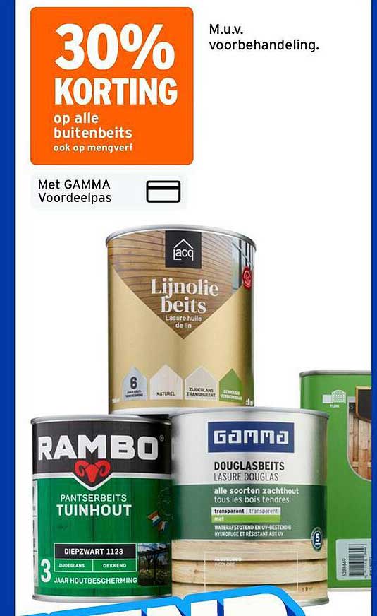 30% KORTING op alle buitenbeits ook op mengverf