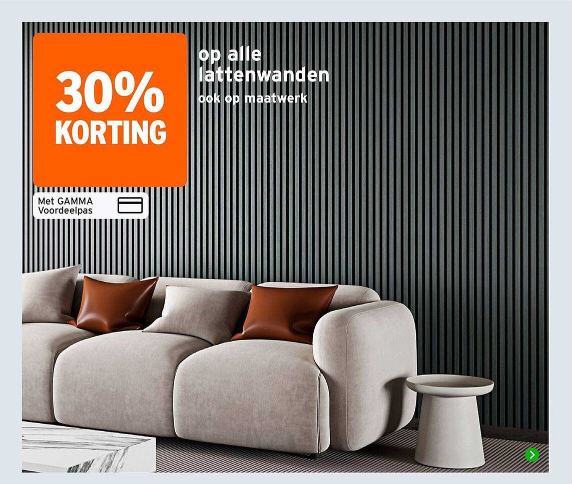 30% korting op alle lattenwanden ook op maatwerk