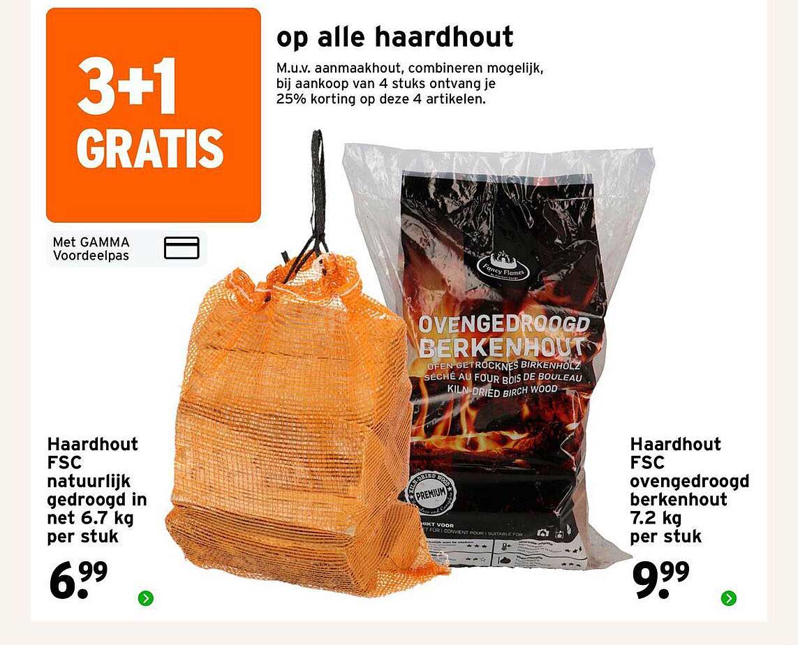 3+1 gratis op alle haardhout