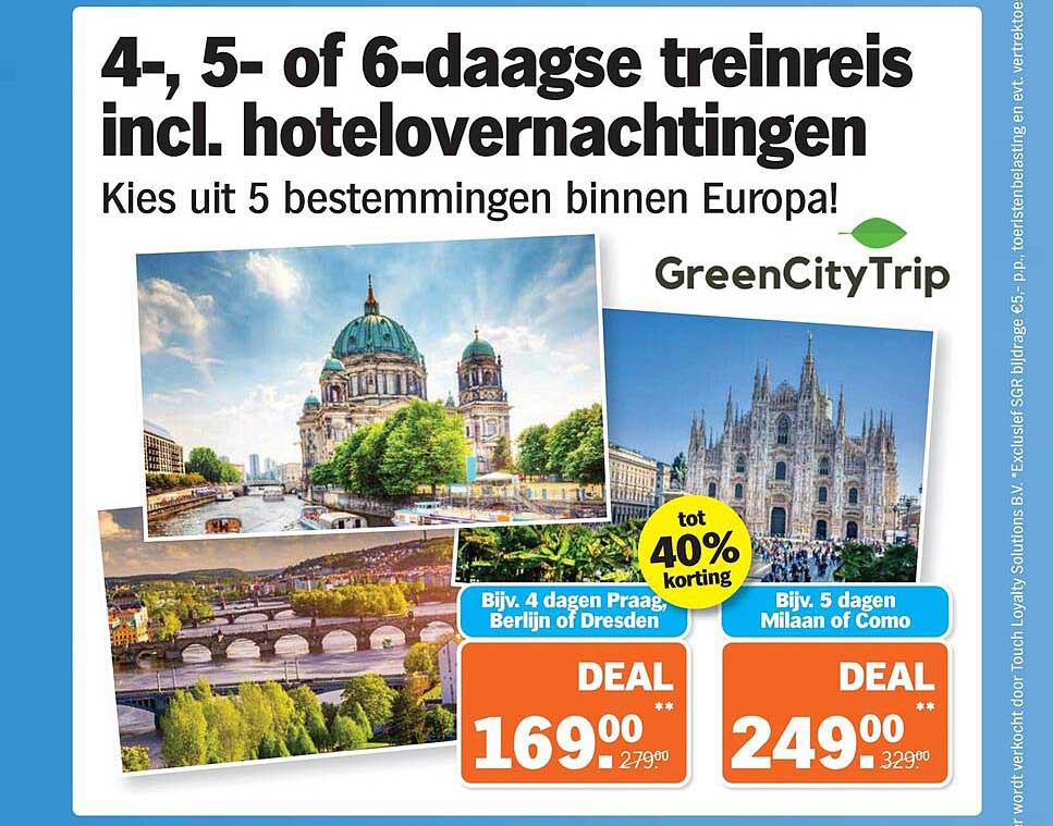 4-, 5- of 6-daagse treinreis incl. hotelovernachtingen