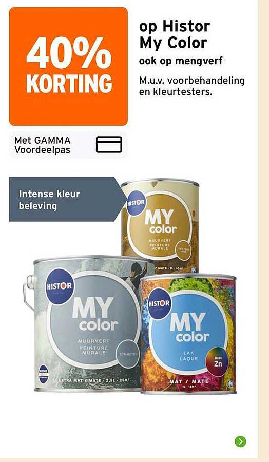 40% KORTING op Histor My Color ook op mengverf