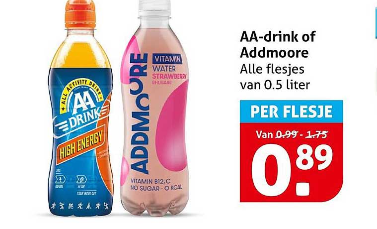 AA-drink of Addmoore Alle flesjes van 0.5 liter PER FLESJE