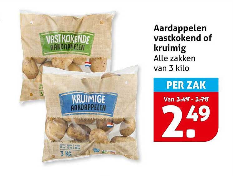 Aardappelen vastkokend of kruimig - Alle zakken van 3 kilo - PER ZAK