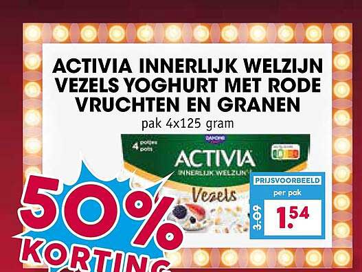 ACTIVIA INNERLIJK WELZIJN VEZELS YOGHURT MET RODE VRUCHTEN EN GRANEN pak 4x125 gram