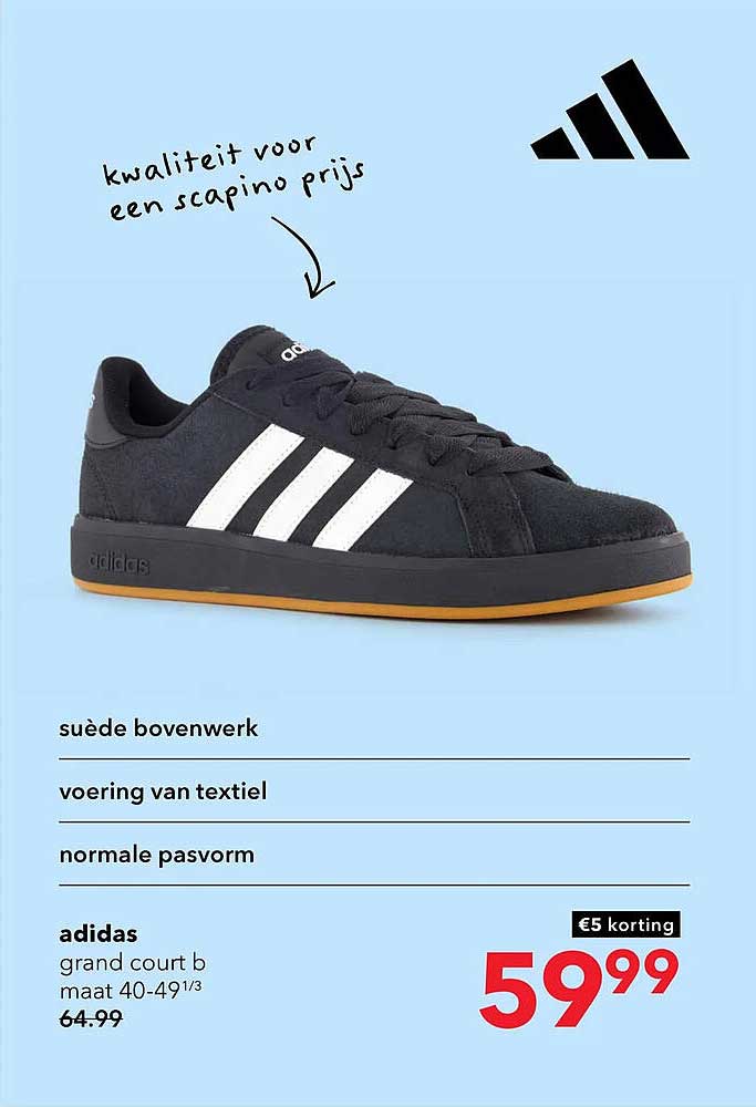 adidas grand court b maat 40-49⅓ €5 korting