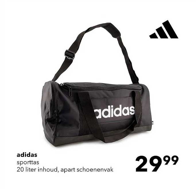 adidas sporttas 20 liter inhoud, apart schoenenvak