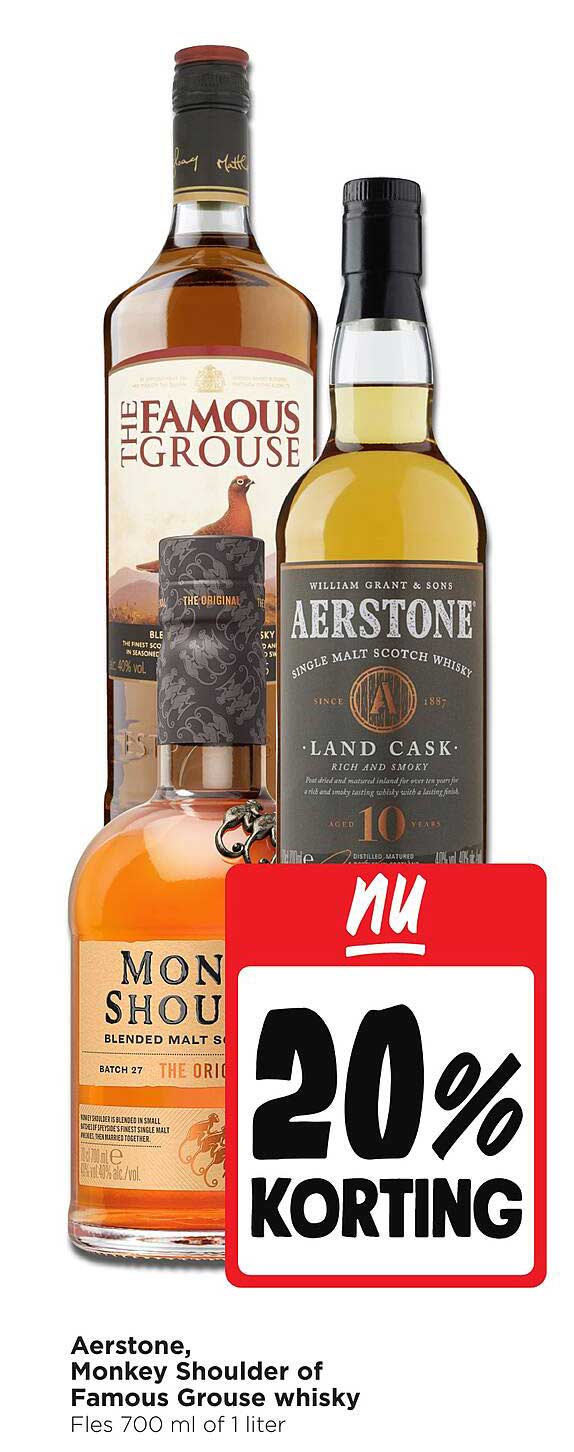 AERSTONE, MONKEY SHOULDER OF FAMOUS GROUSE whisky 20% KORTING