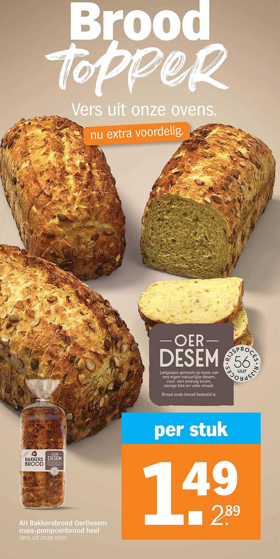 AH Bakkersbrood OerDesem mais-pompoenbrood heel