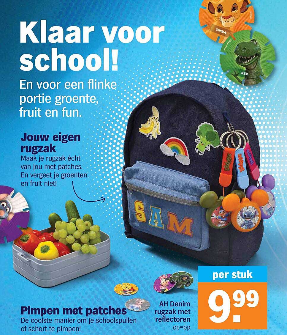 AH Denim rugzak met reflectoren op=op