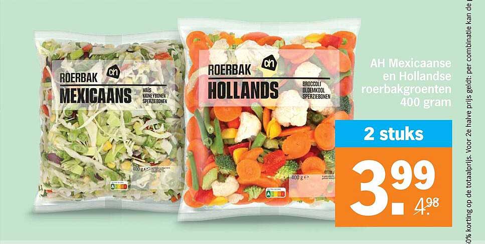 AH Mexicaanse en Hollandse roerbakgroenten 400 gram 2 stuks