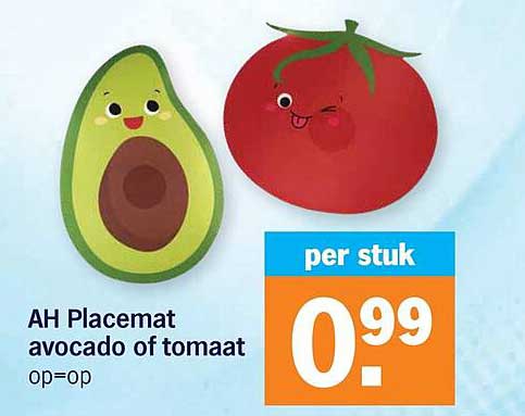 AH Placemat avocado of tomaat op=op