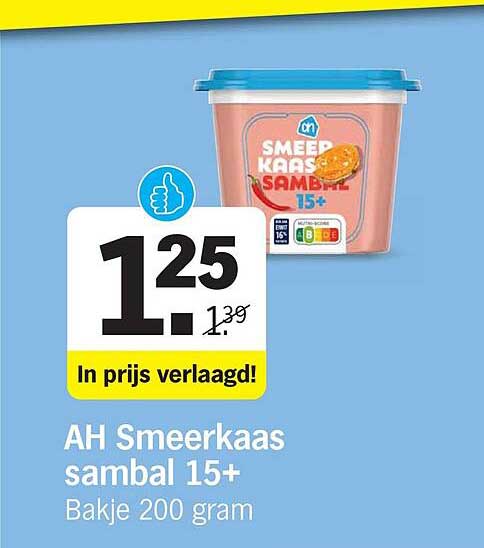 AH Smeerkaas sambal 15+ Bakje 200 gram