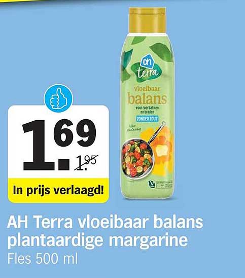 AH Terra vloeibaar balans plantaardige margarine Fles 500 ml