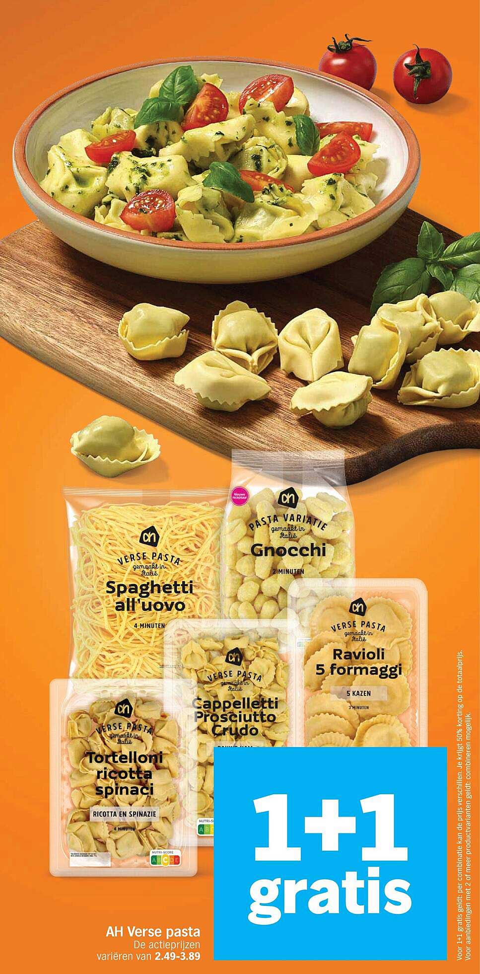 AH Verse pasta 1+1 gratis