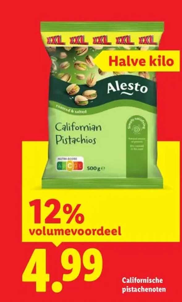Alesto Californian Pistachios Halve kilo 12% volumevoordeel