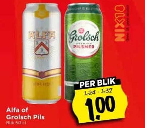 Alfa of Grolsch Pils Blik 50 cl