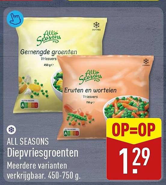 ALL SEASONS Diepvriesgroenten Meerdere varianten verkrijgbaar. 450-750 g. OP=OP
