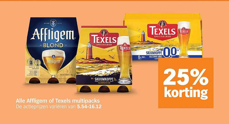 Alle Affligem of Texels multipacks 25% korting