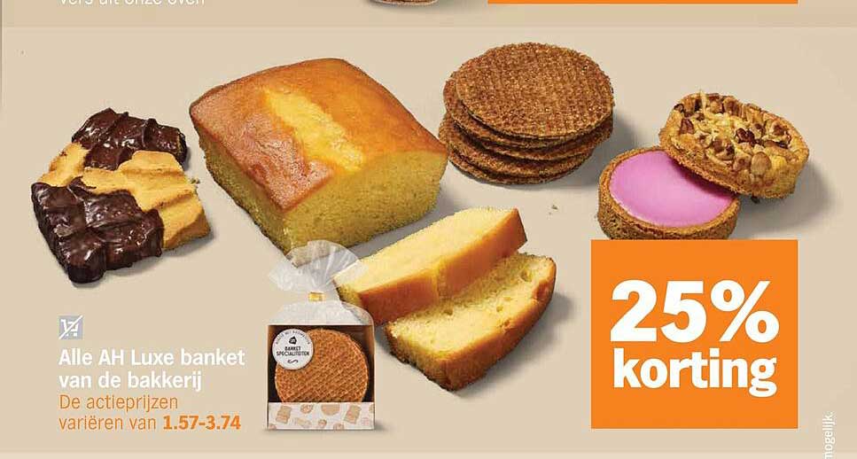 Alle AH Luxe banket van de bakkerij 25% korting