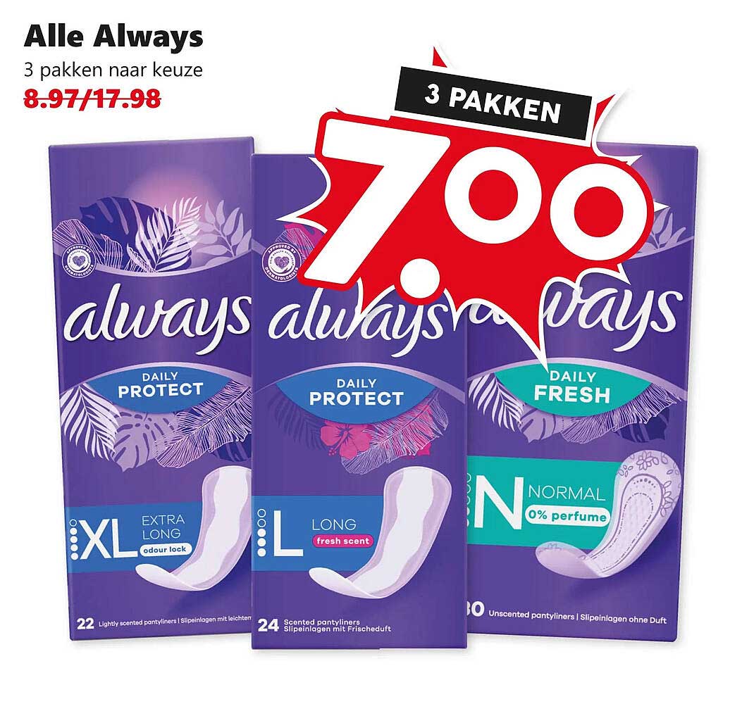 Alle Always 3 pakken naar keuze