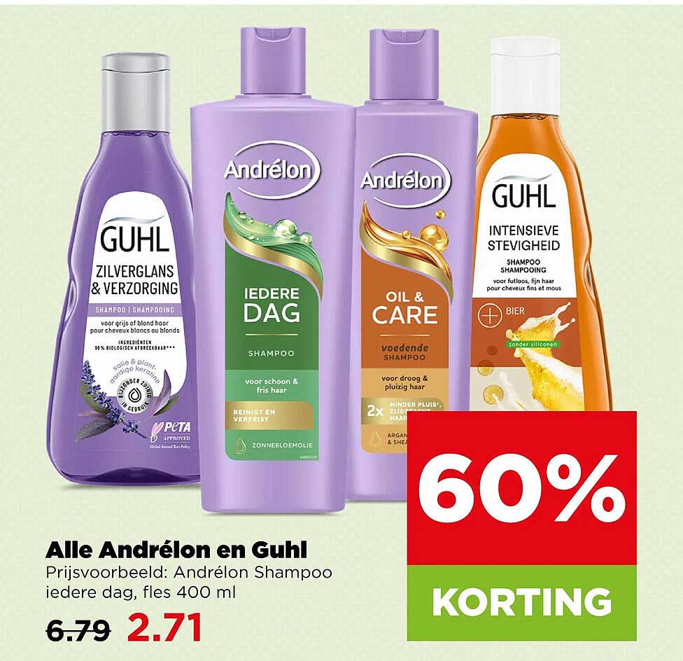 Alle Andrélon en Guhl 60% KORTING