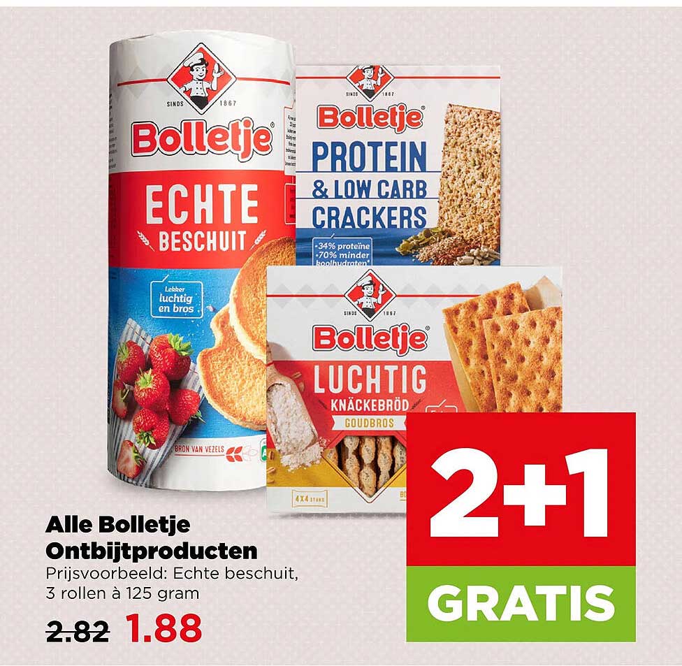 Alle Bolletje Ontbijtproducten 2+1 gratis