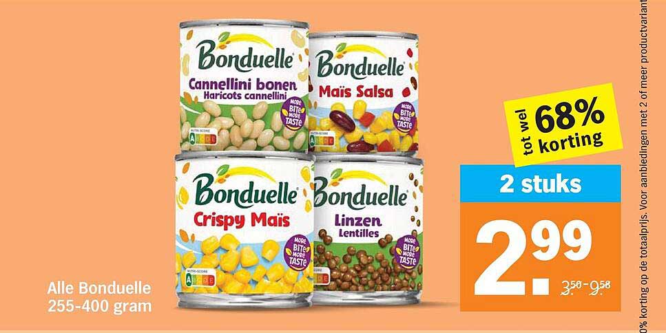Alle Bonduelle 255-400 gram 2 stuks tot wel 68% korting