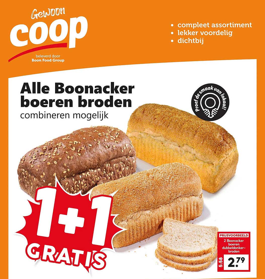 Alle Boonacker boeren broden combineren mogelijk 1+1 GRATIS