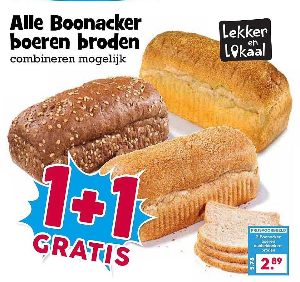 Alle Boonacker boeren broden combineren mogelijk 1+1 GRATIS